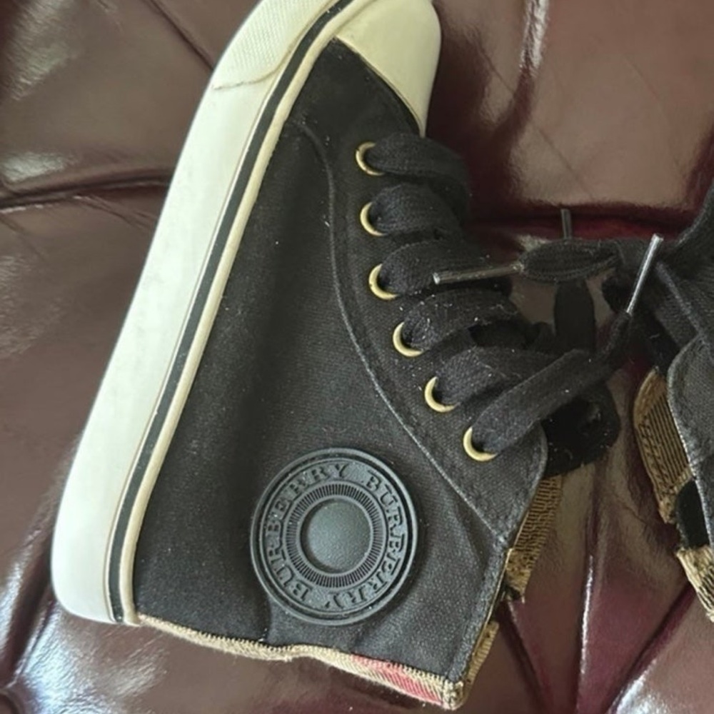 Burberry kids canvas high top sneaker black and white EU 26